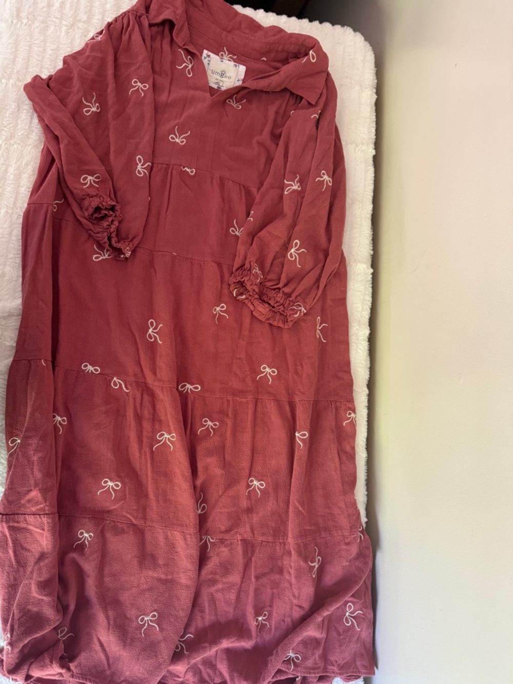 Umgee Bow-Print Tiered Maxi Dress